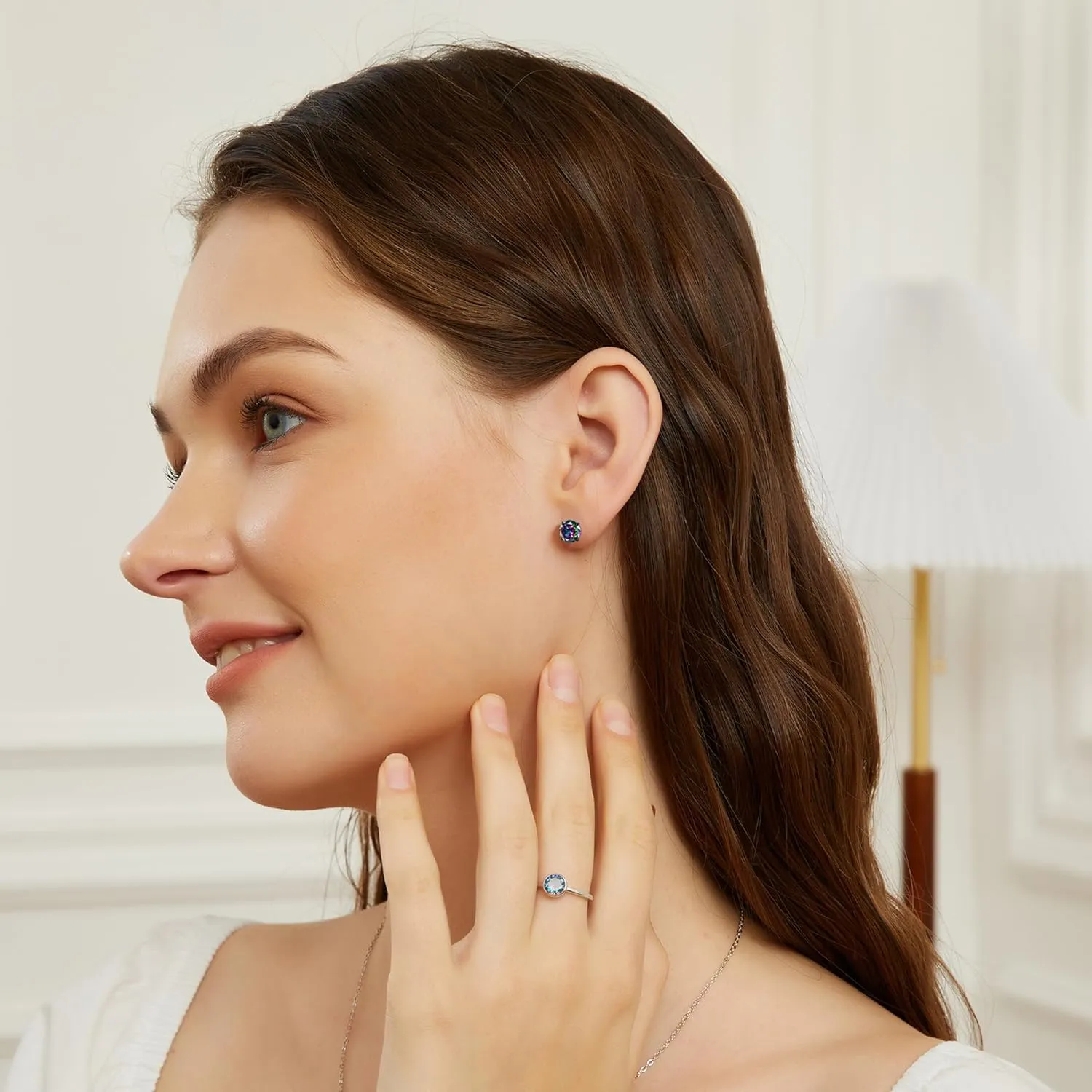VOLUKA Stainless Steel Cubic Zirconia Stud Earrings for Women & Men - Hypoallergenic 316L Surgical Steel, Plated Titanium, Screw Back Flat Back, Nickel-Free, Trendy & Elegant