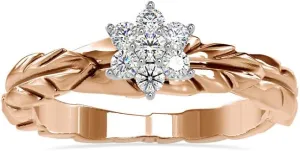 VVS Certified Leaf Shape Ring in 14K White/Yellow/Rose Gold with 7 Round Natural Diamonds Wedding Band Ring for Men/Women | Bridal Ring for Her | Couple Promise Ring for Women (0.18 Ct, IJ-SI)