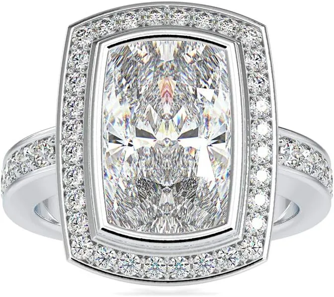 VVS Moissanite Engagement Ring Studded with 0.63 Ct Natural & 2.7 Ct Center Moissanite Diamond in 14k White/Yellow/Rose Gold | Halo Engagement Ring | Anniversary Ring For Couple (IJ-SI, G-VS2)