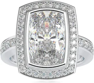 VVS Moissanite Engagement Ring Studded with 0.63 Ct Natural & 2.7 Ct Center Moissanite Diamond in 14k White/Yellow/Rose Gold | Halo Engagement Ring | Anniversary Ring For Couple (IJ-SI, G-VS2)