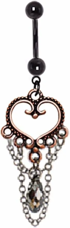 WildKlass Jewelry Antique Copper Plated Vintage Heart Navel Ring