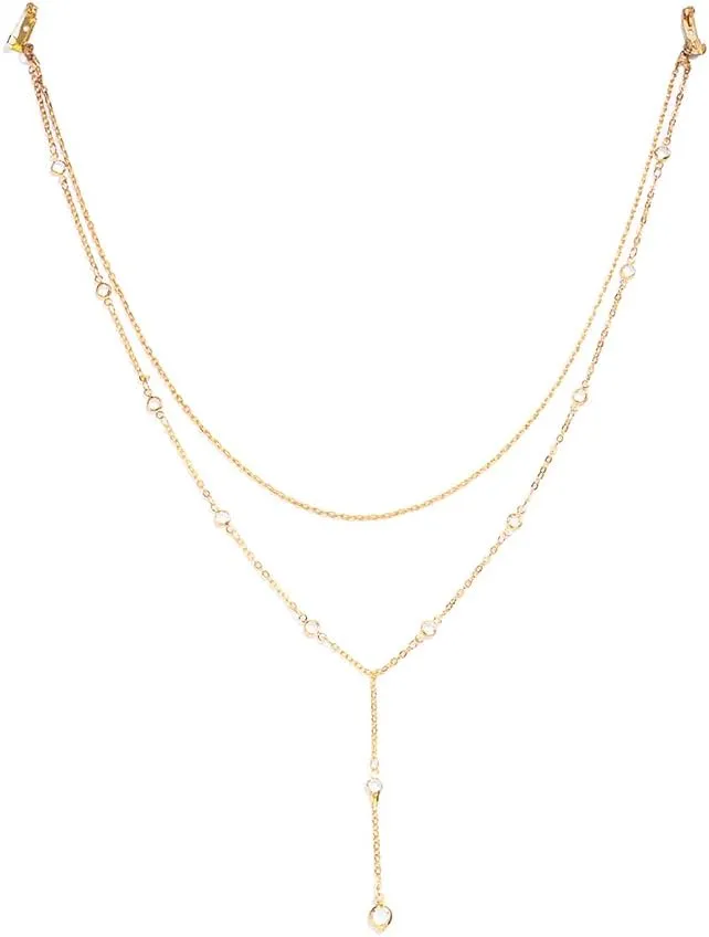 Woeoe Rhinestone Body Chain Back Silver Layered Back Chains Body Jewelry for Women Sexy Nightclub Beach Party Rave