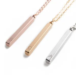 Woman Vertical id name bar Necklace Dainty Machine Engraving Personalized gift square stick Bar Plate Initial Charms Necklace Bridesmaid Wedding Best Graduation Day gift
