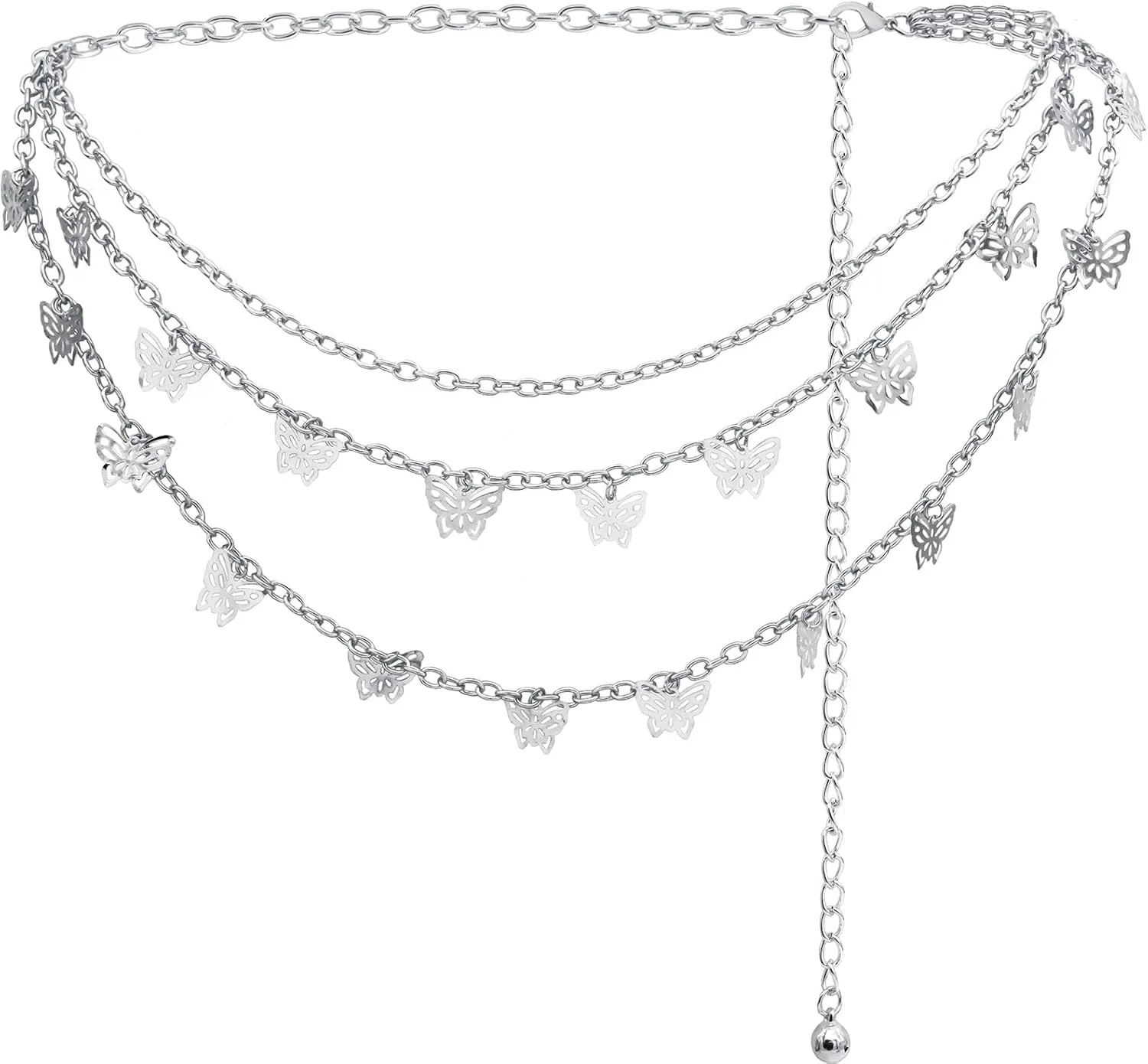 Women Body Chains Retro Multi-Layer Butterfly Waist Chain Trend Hollowed out Pendant Decorative