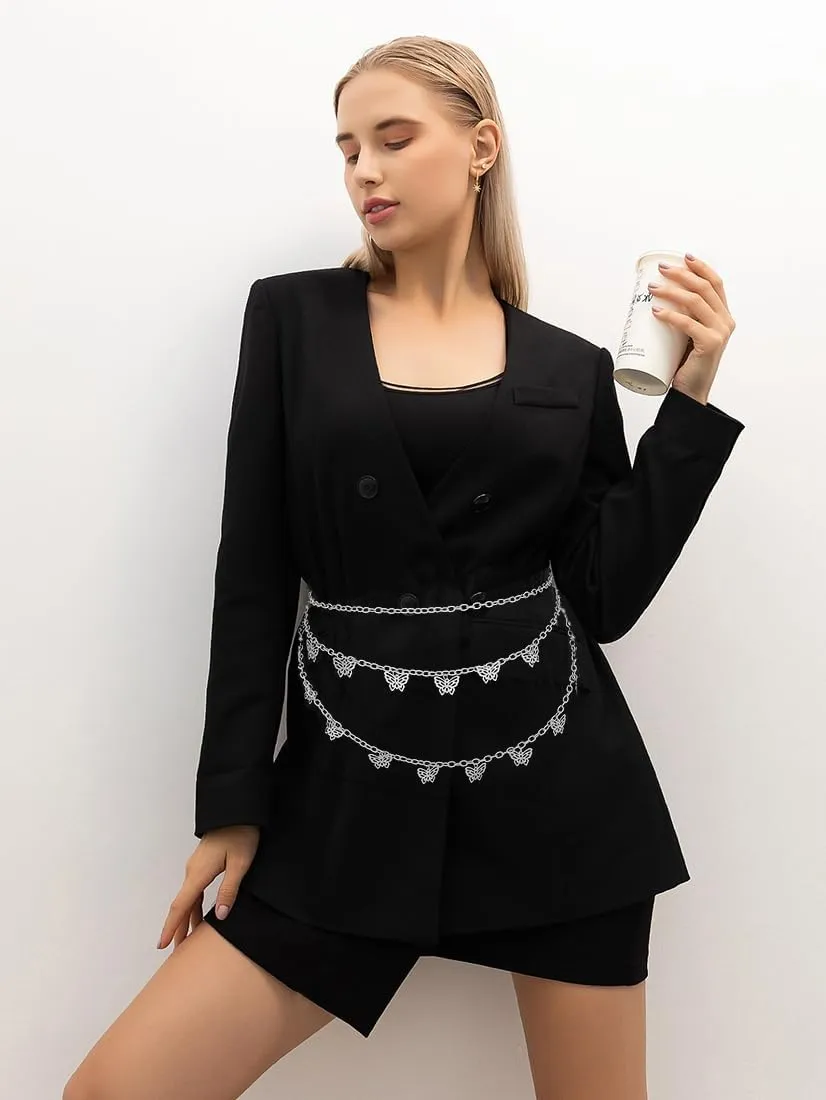 Women Body Chains Retro Multi-Layer Butterfly Waist Chain Trend Hollowed out Pendant Decorative