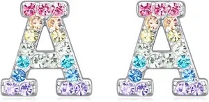 Women Initial Letter Stud Earrings,Alphabet Number Earrings Gifts Jewelry for Women