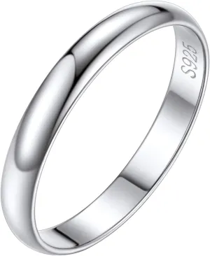 Women Rings Sterling Silver Wedding Jewelry 3MM Minimalist Dainty Band Ring for Men Couple Love Ring Finger Charms