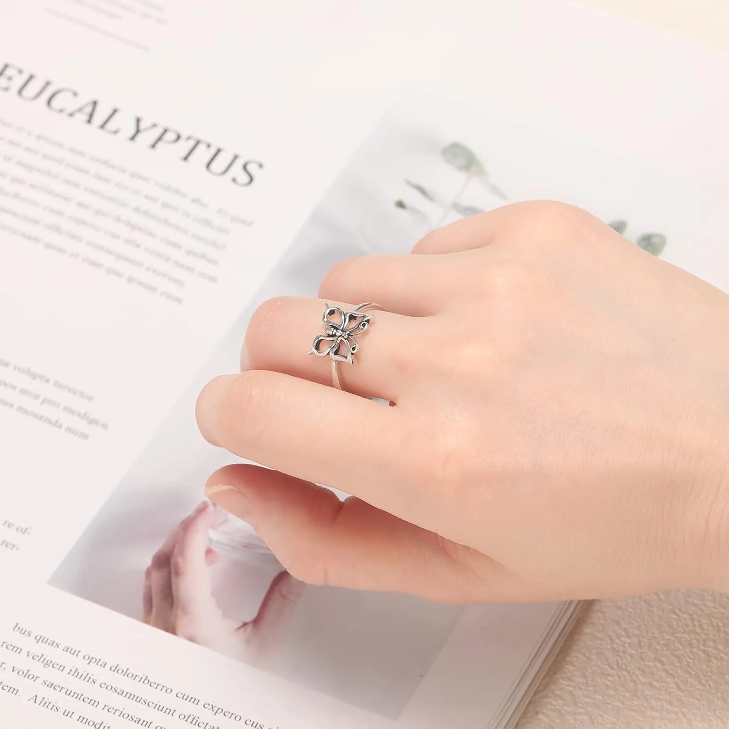 Womens Butterfly Rings 925 Sterling Silver Stacking Rings Size 5-10