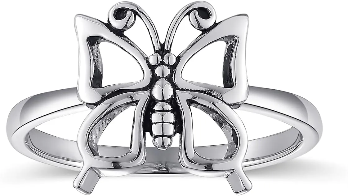 Womens Butterfly Rings 925 Sterling Silver Stacking Rings Size 5-10