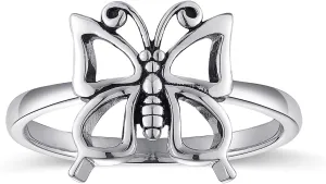 Womens Butterfly Rings 925 Sterling Silver Stacking Rings Size 5-10