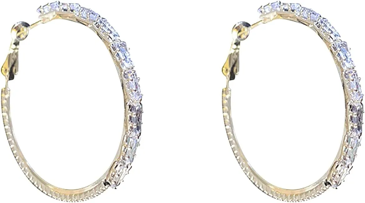 Womens Hoop Earrings 925 Sterling Silver Zirconia Diamond Dangle Round Hoops Hypoallergenic Jewelry Gifts for Her