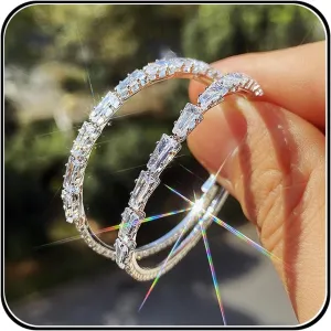 Womens Hoop Earrings 925 Sterling Silver Zirconia Diamond Dangle Round Hoops Hypoallergenic Jewelry Gifts for Her