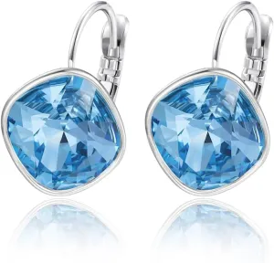 XUPING Crystal Earrings for Women Gold Plated Silver Sparkly Square Leverback Earrings Hoop Drop Dangle Birthday Party Jewelry Gift