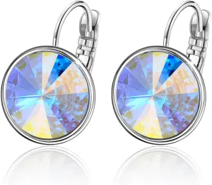 XUPING Crystal Earrings for Women Gorgeous Fashion Round Austrian Gemstone Hoop Leverback Drop Earring Sparkling Jewelry Party Gifts