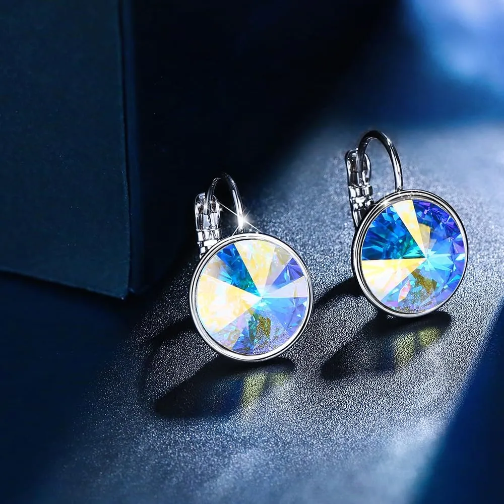 XUPING Crystal Earrings for Women Gorgeous Fashion Round Austrian Gemstone Hoop Leverback Drop Earring Sparkling Jewelry Party Gifts