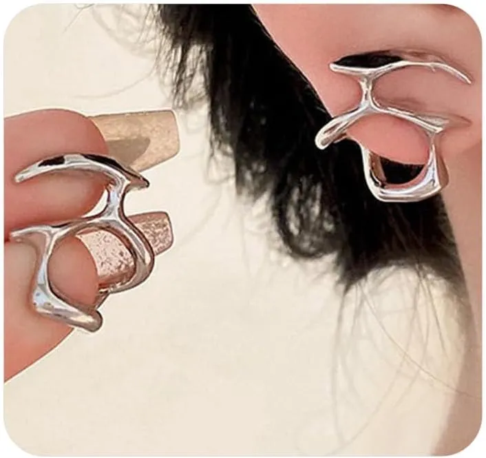 Y2k Gold Statement Stud Earrings for Women,Trendy Silver Geometric Chunky Hollow Dangle Earrings Irregular Punk Earrings Jewelry Accessories Gifts