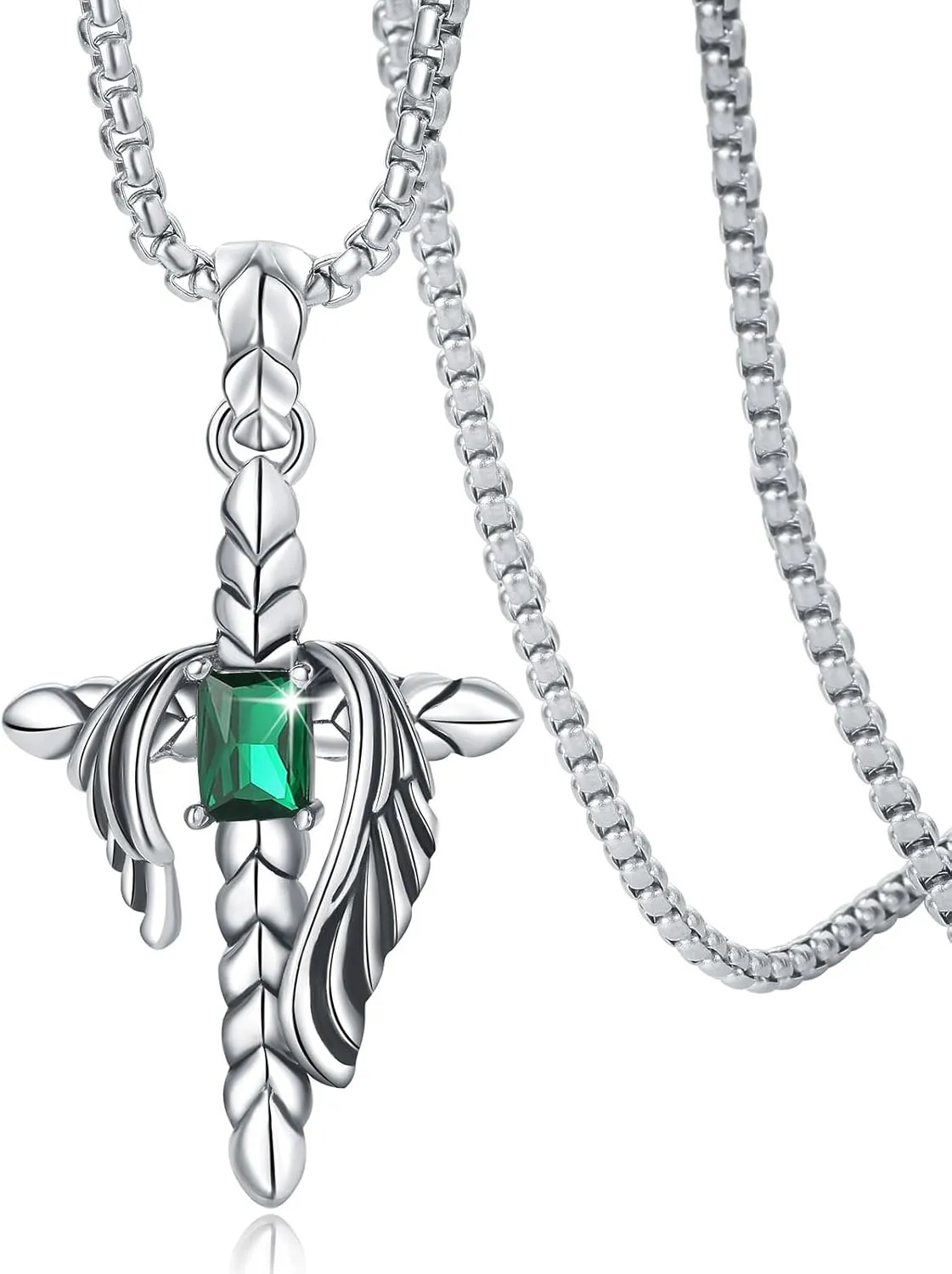 YAMI Angle Wings Necklace for Men, Guardian Angel/Dragon/Crow/Octopus Pendant Anime Necklace,316 stainless steel cast necklace