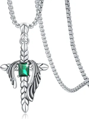 YAMI Angle Wings Necklace for Men, Guardian Angel/Dragon/Crow/Octopus Pendant Anime Necklace,316 stainless steel cast necklace