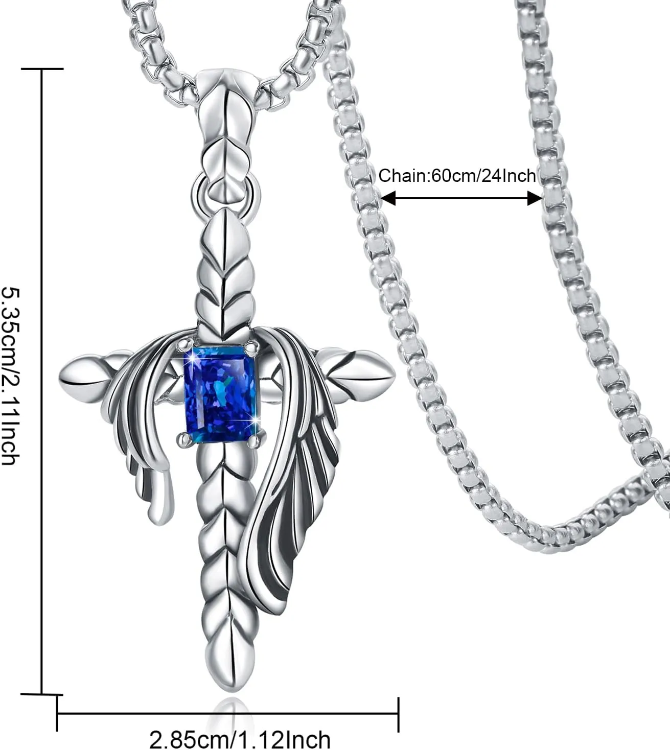 YAMI Angle Wings Necklace for Men, Guardian Angel/Dragon/Crow/Octopus Pendant Anime Necklace,316 stainless steel cast necklace