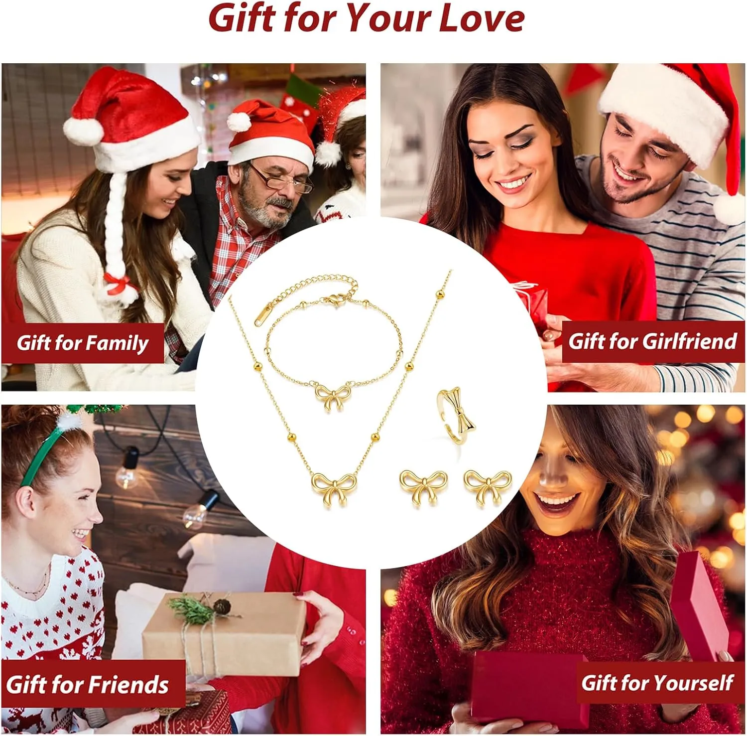 YANCHUN Bow Earrings Necklace Bracelet Gold Jewelry Set Trendy Bowknot Ribbon Pearl Choker Necklace Trendy Bow Stuff Jewelry Gifts