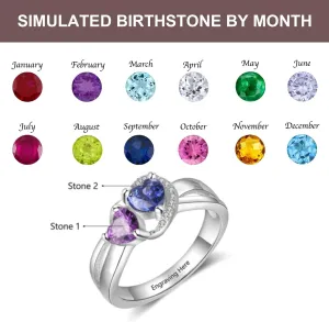 YDD 10K 14K 18K Solid Gold Birthstone Rings for Women Personalized Mothers Rings with 2-6 Birthstone Ring Engagement Anniversary Promise Ring Mother Daughter Ring