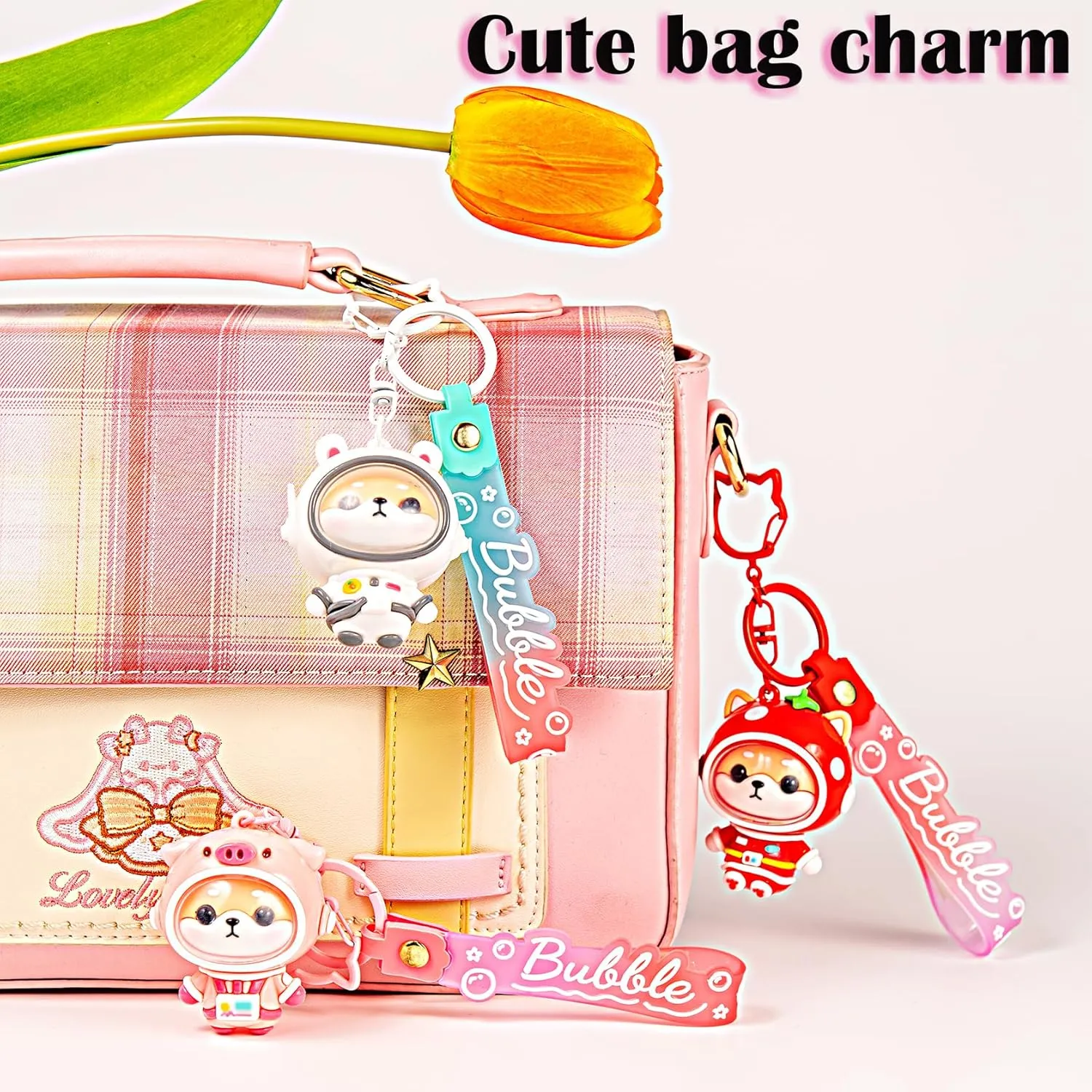 YOU WIZV Cute Keychain Kawaii Anime Keychains for Kids Backpack Charms Key Chain Accessory Friend Gift for Women Girl