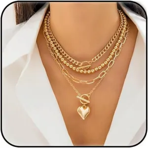 ZMANYIJEW 14K Gold Plated Large Heart Necklace for Women Silver Heart Pendant Necklace Exaggerated Personalized Big Heart Pendant Necklace Choker Heart Necklace for women
