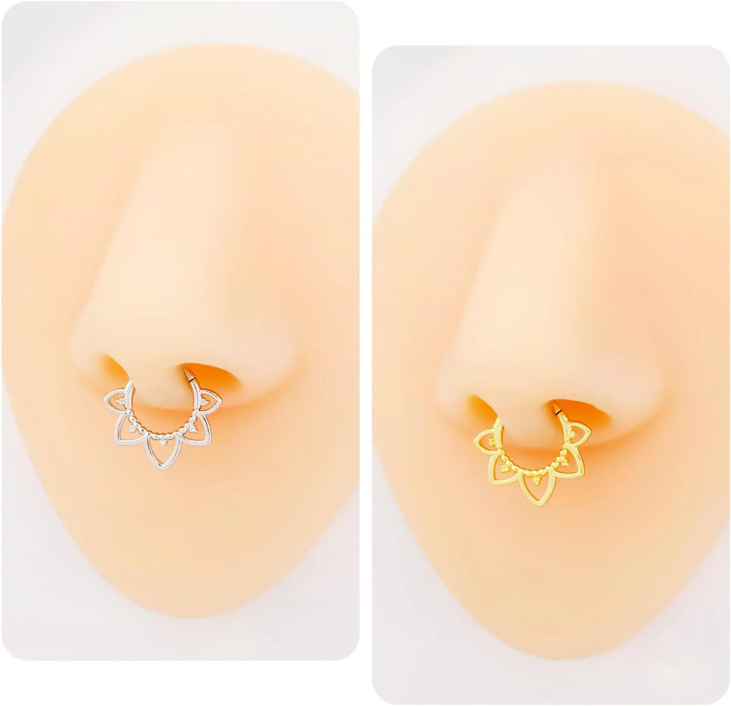 ZMANYIJEW 16G Minimalist Lines Septum Rings Stacked Gold Septum Ring Septums Clicker Nose Ring Piercing for Women Men