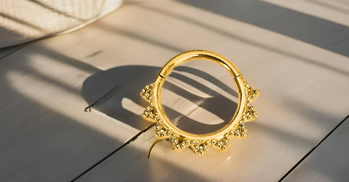 ZMANYIJEW 16G Minimalist Lines Septum Rings Stacked Gold Septum Ring Septums Clicker Nose Ring Piercing for Women Men