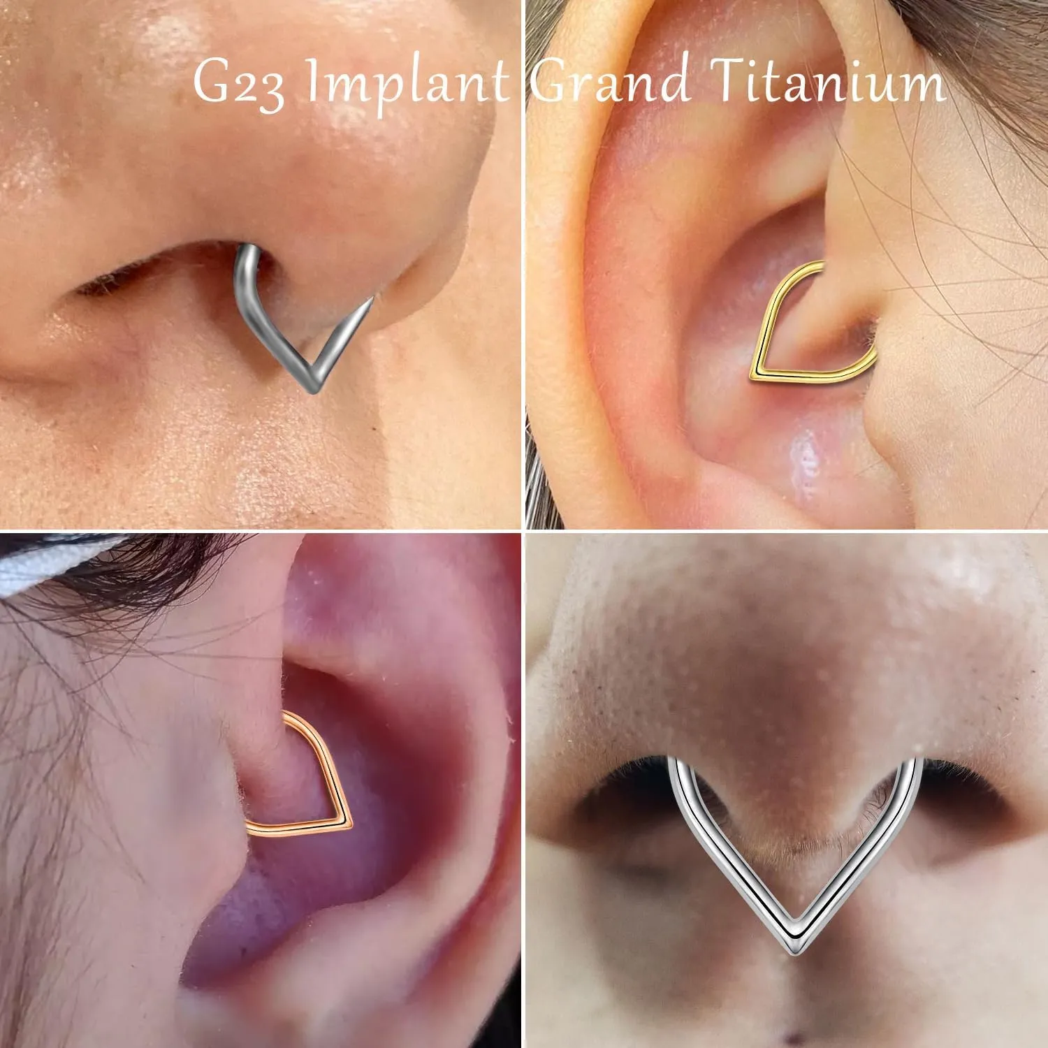 ZMANYIJEW 16G Minimalist Lines Septum Rings Stacked Gold Septum Ring Septums Clicker Nose Ring Piercing for Women Men