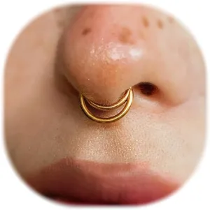 ZMANYIJEW 16G Minimalist Lines Septum Rings Stacked Gold Septum Ring Septums Clicker Nose Ring Piercing for Women Men