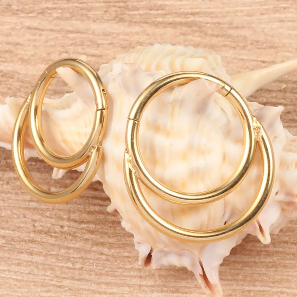 ZMANYIJEW 16G Minimalist Lines Septum Rings Stacked Gold Septum Ring Septums Clicker Nose Ring Piercing for Women Men
