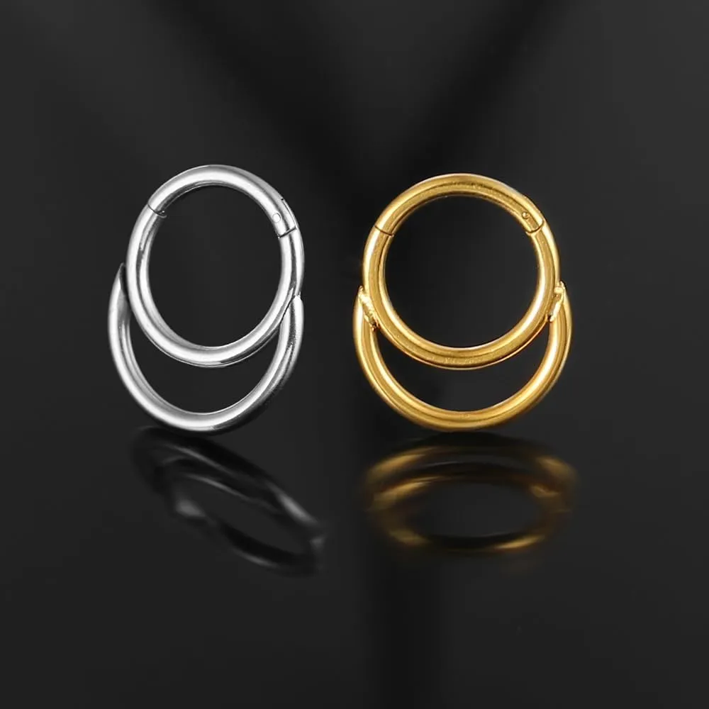 ZMANYIJEW 16G Minimalist Lines Septum Rings Stacked Gold Septum Ring Septums Clicker Nose Ring Piercing for Women Men