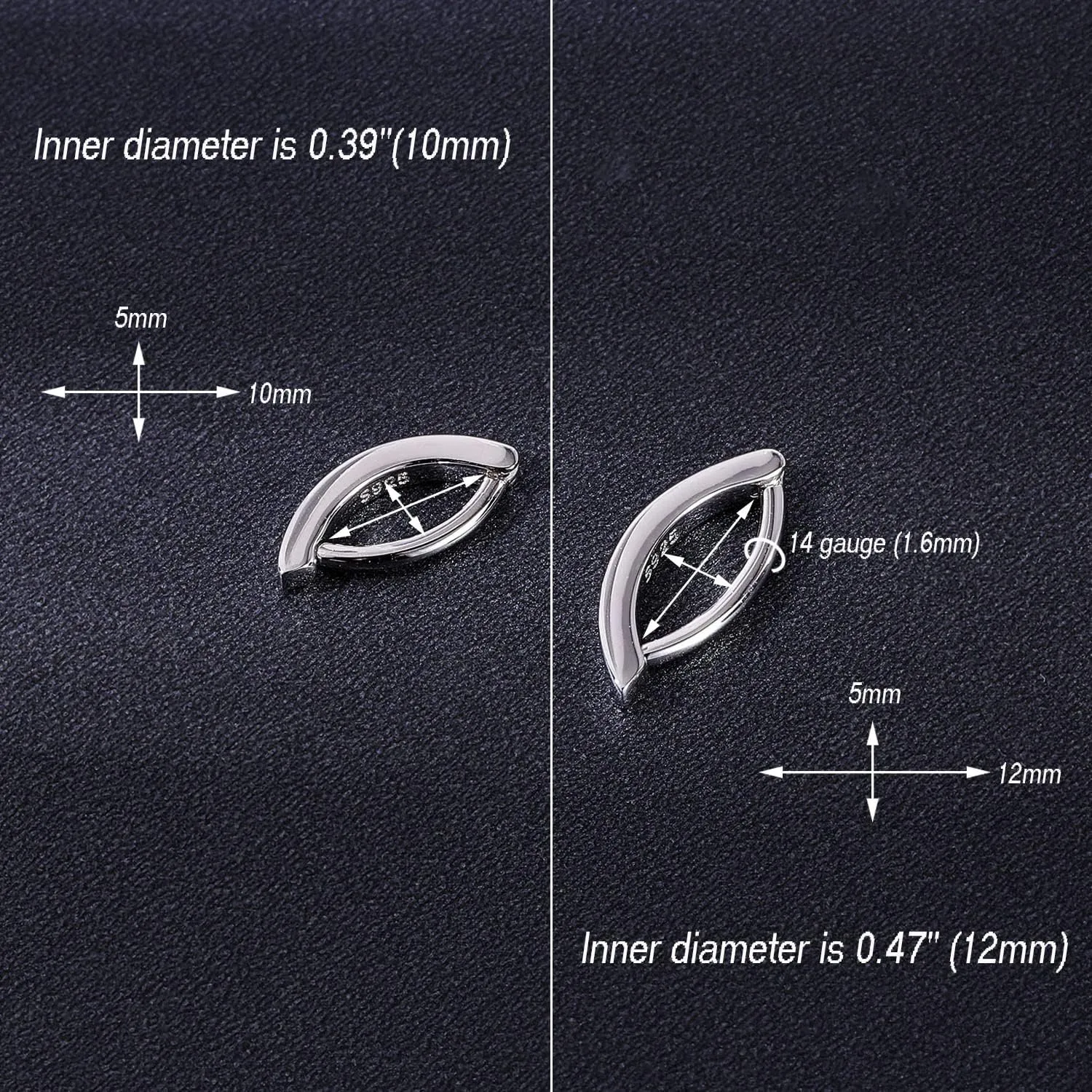 ZS 14G 925 Sterling Silver Belly Button Rings for Women, Clicker Belly Barbell Piercing Reverse Curved Navel Barbell Body Jewelry
