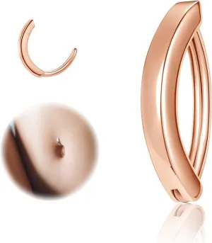 ZS 14G Clicker Belly Button Rings for Women, 925 Sterling Silver Belly Barbell Piercing Gold Reverse Curved Navel Barbell Body Jewelry