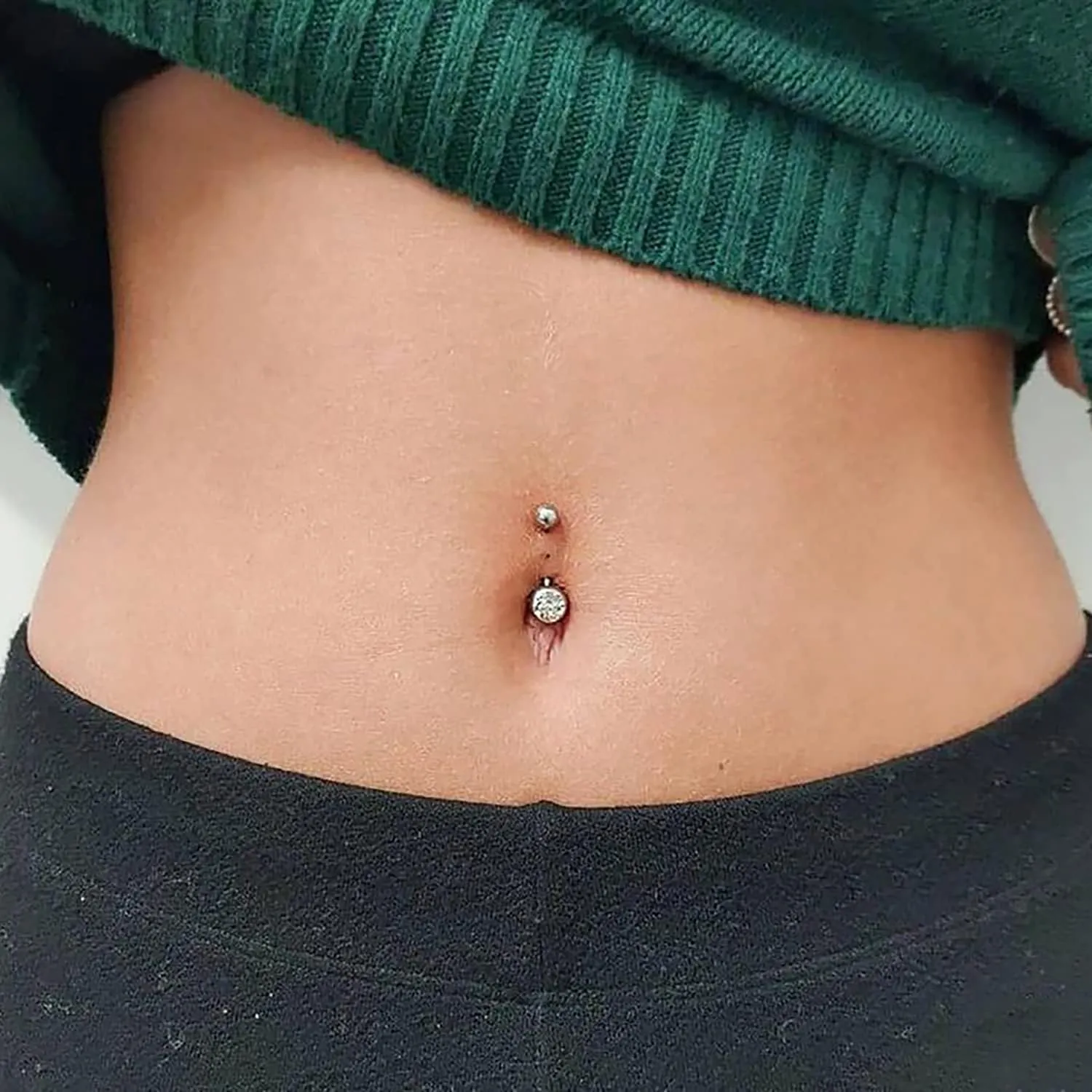 ZS 14G Clicker Belly Button Rings for Women, 925 Sterling Silver Belly Barbell Piercing Gold Reverse Curved Navel Barbell Body Jewelry